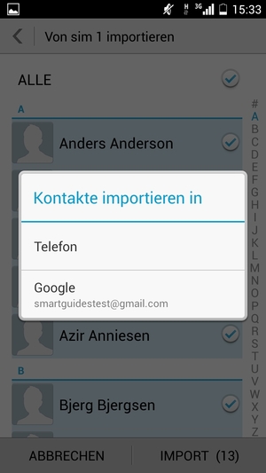 Wählen Sie Ihr Google Konto