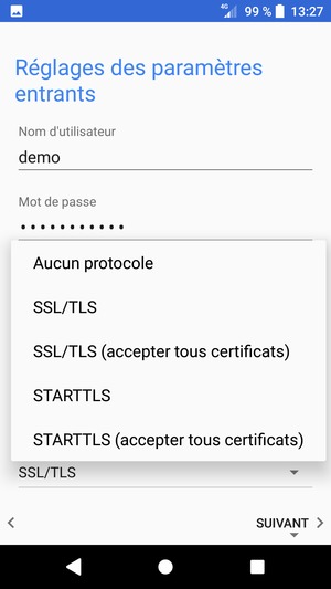 Sélectionnez Aucune protocole puis SUIVANT