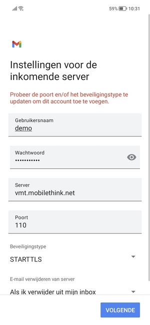 Selecteer Beveiligingstype