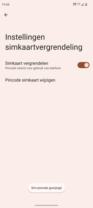 Uw Sim-pincode is gewijzigd