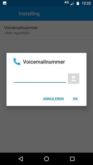 Voer het Voicemailnummer in en selecteer OK