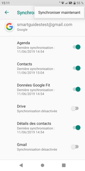 Sélectionnez Synchroniser maintenant