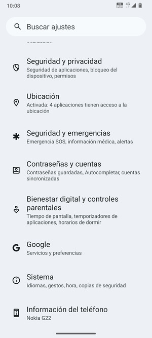 Desplácese y seleccione Contraseñas y cuentas