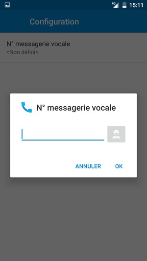 Saisissez le Nº messagerie vocale et sélectionnez OK