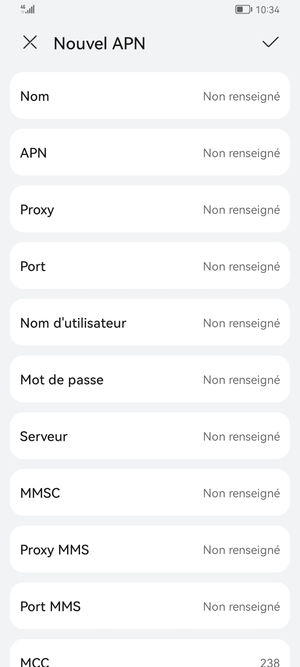Saisissez les informations Internet