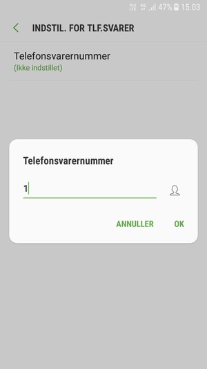 Indtast Telefonsvarernummer og vælg OK