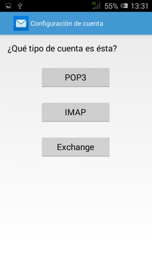 Seleccione POP3 o IMAP