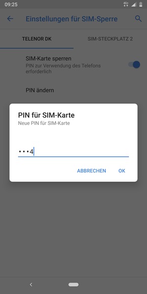 Geben Sie Ihre Neue PIN der SIM-Karte ein und wählen Sie OK