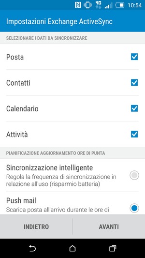 Seleziona AVANTI