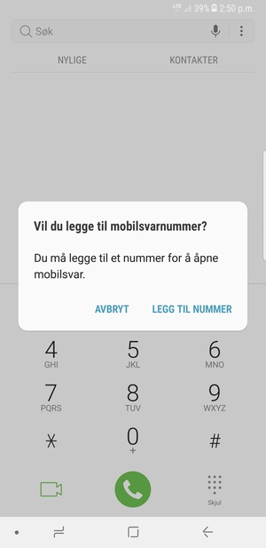 Hvis personsvar ikke er innstilt, velg LEGG TIL NUMMER