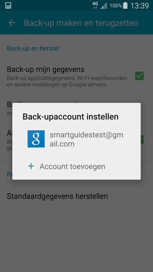 Selecteer uw back-up-account