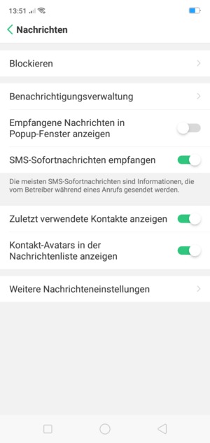 Wählen Sie Weitere Nachrichteneinstellungen