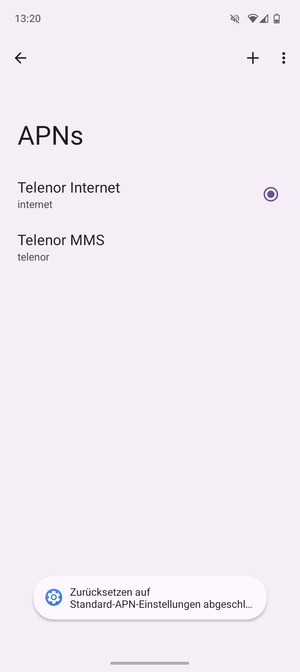 Wählen Sie Neuer APN