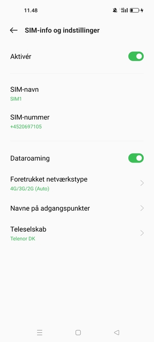 Slå Dataroaming til eller fra