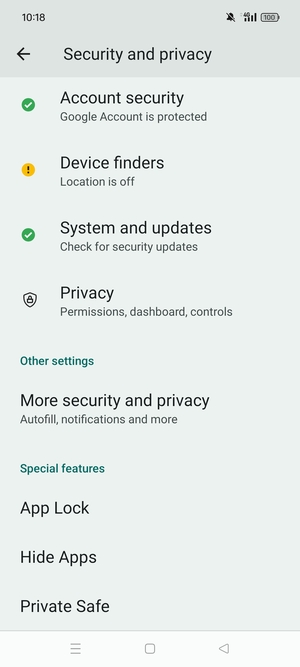 Scroll to and select More security and privacy
