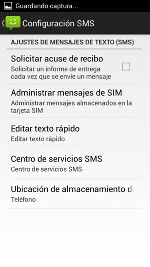 Desplácese y seleccione Centro de servicios SMS