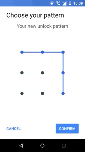 Draw the unlock pattern again and select CONFIRM