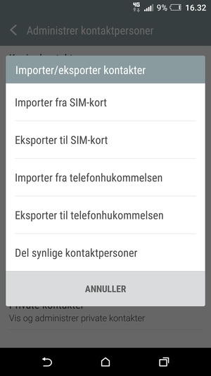 Vælg Importer fra SIM-kort