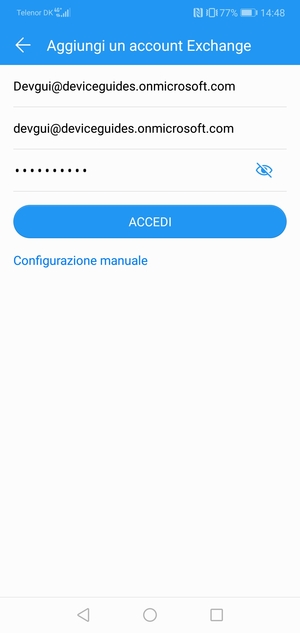 Inserisci indirizzo email, nome utente e password. Seleziona ACCEDI