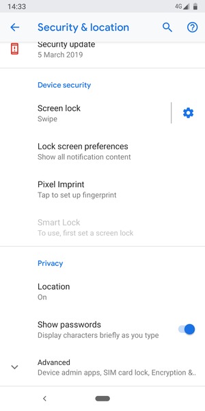 Scroll to and select Advanced