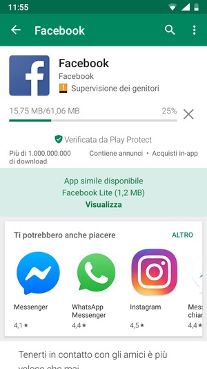 Attendi il completamento del processo di installazione
