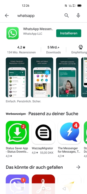 Wählen Sie die App