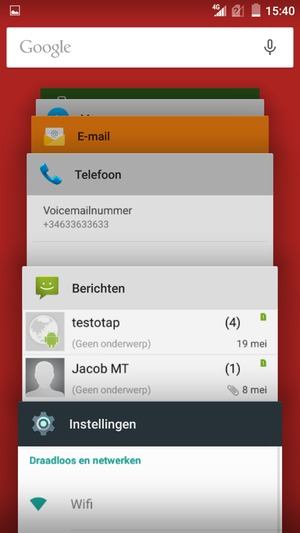 Selecteer het X pictogram om alle actieve apps te sluiten