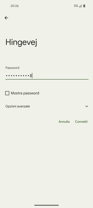 Inserisci la password del Wi-Fi e seleziona Connetti