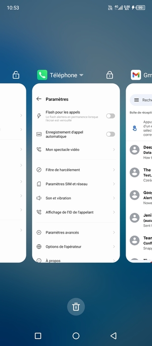 Sélectionnez l'icône Supprimer pour fermer toutes les applis en cours d'exécution