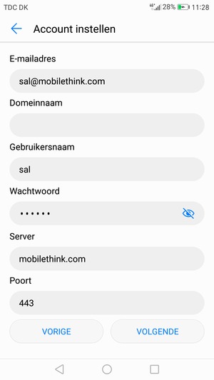 Voer Exchange serveradres in