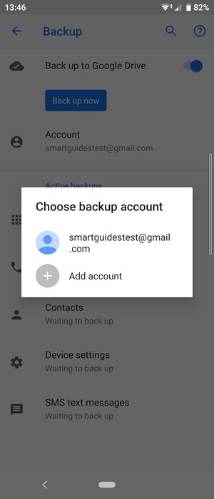 Select your backup account