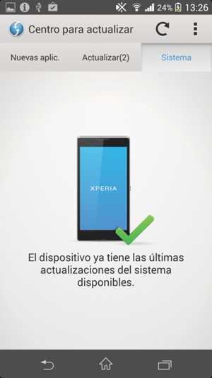Si su teléfono está actualizado, verá la siguiente pantalla.
