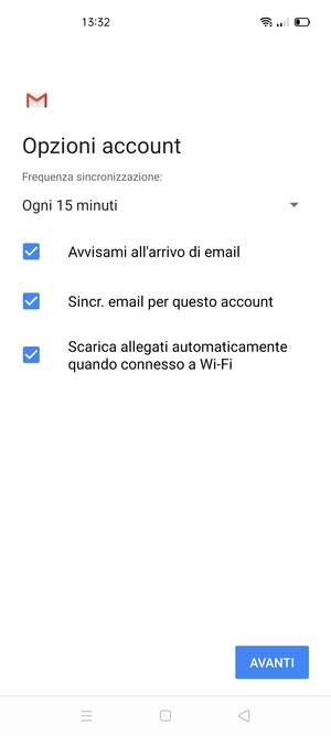 Seleziona AVANTI