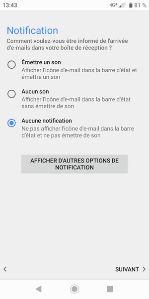 Sélectionnez votre option préférée et sélectionnez SUIVANT