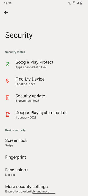 Select Screen lock