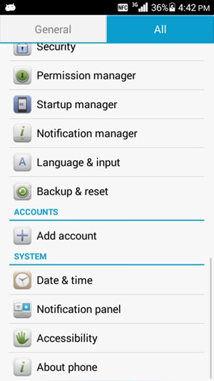 Select Backup & reset