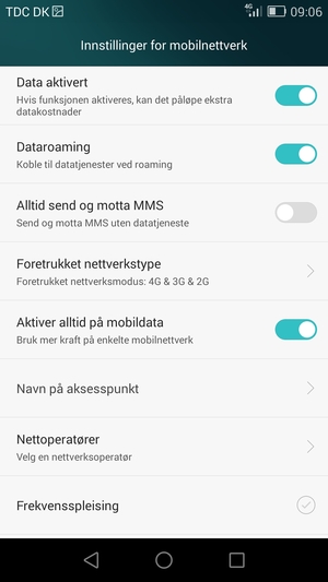 Slå Dataroaming på eller av