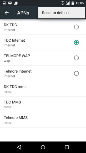 Select Reset to default