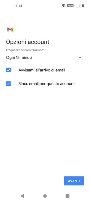 Seleziona AVANTI