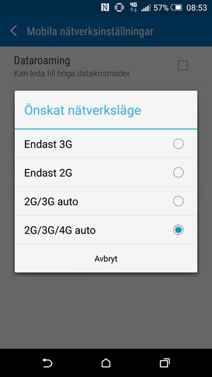 Tryck på ditt föredragna alternativ