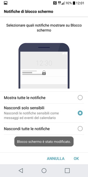 Seleziona la tua opzione preferita e poi OK