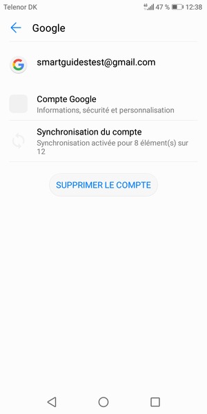Sélectionnez Synchronisation du compte