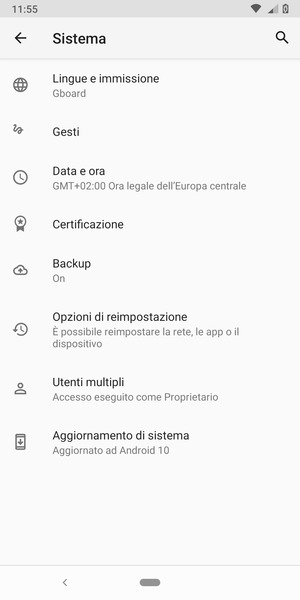 Seleziona Aggiornamento di sistema