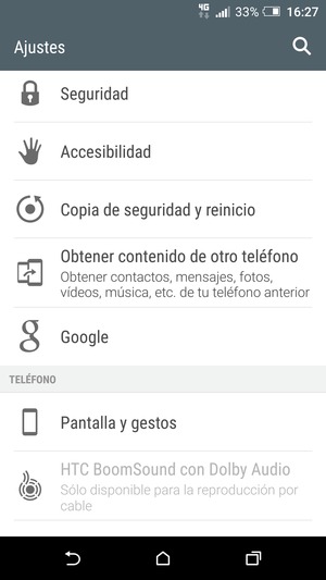 Desplácese y seleccione Copia de seguridad y reinicio