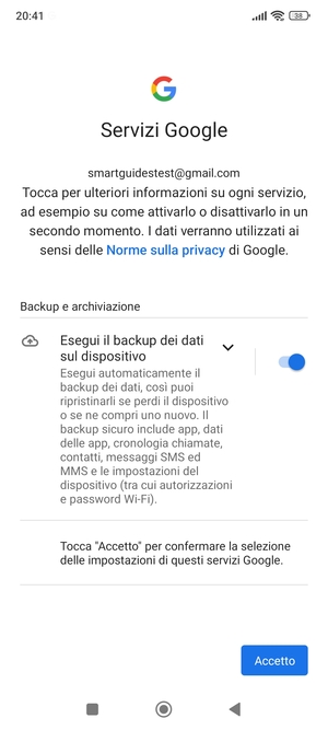 Seleziona Accetto