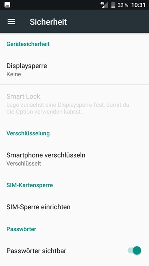 Wählen Sie Displaysperre