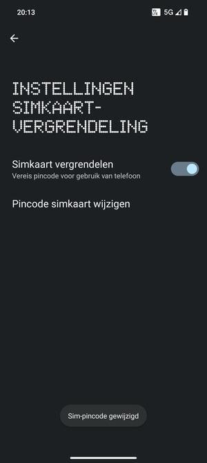 Uw Sim-pincode is gewijzigd