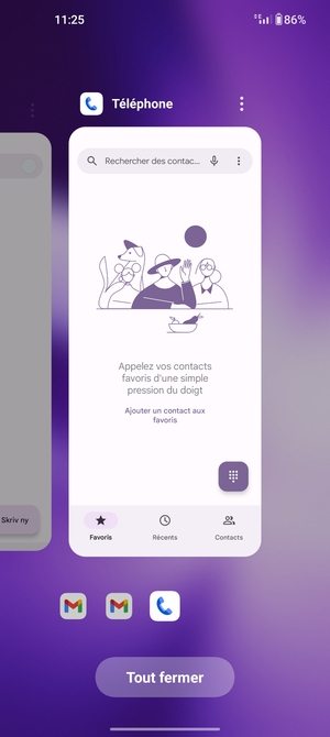 Sélectionnez Tout fermer pour fermer toutes les applications en cours d'exécution