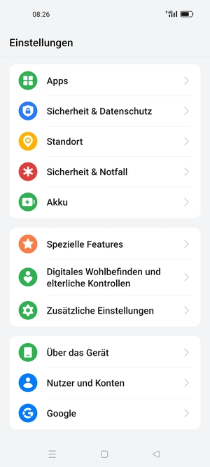 Scrollen Sie und wählen Sie Sicherheit & Datenshutz