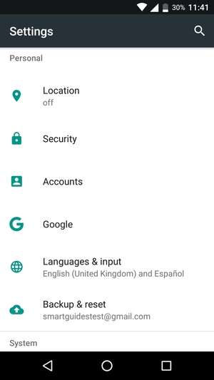 Return to the Settings menu and select Accounts
